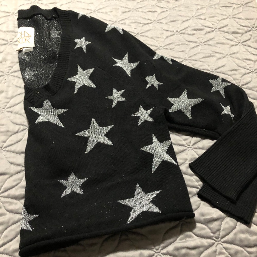 Chador black cropped sweater with stars XS